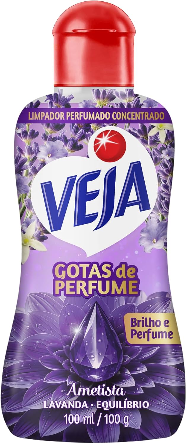 Veja Gotas de Perfume Ametista Lavanda: Limpador Concentrado de Alta Fixação