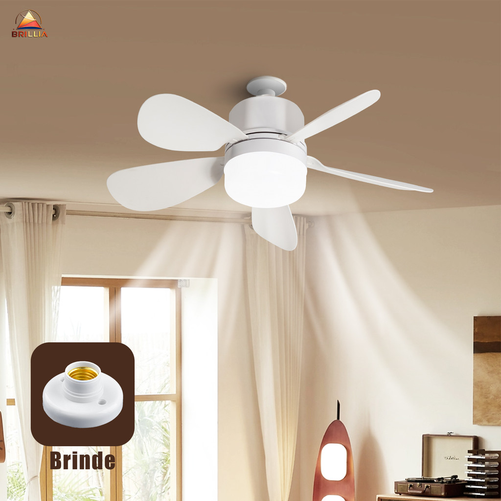 Ventilador de Teto Compacto com LED e Controle Remoto Bivolt