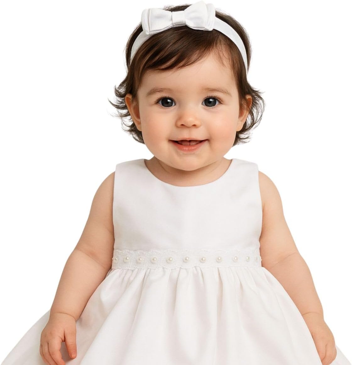 Vestido de Batizado Para Bebê Menina Com Tiara Gabi