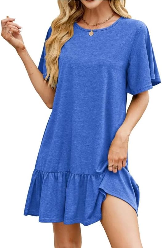 Vestido Feminino Casual com Bolsos e Manga Curta