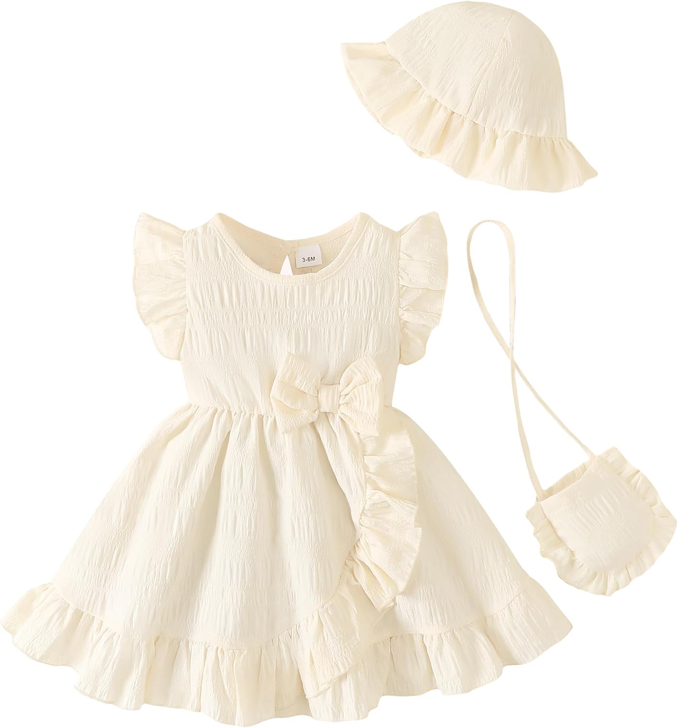 Vestido Infantil de Verão com Babados e Chapéu Incluso