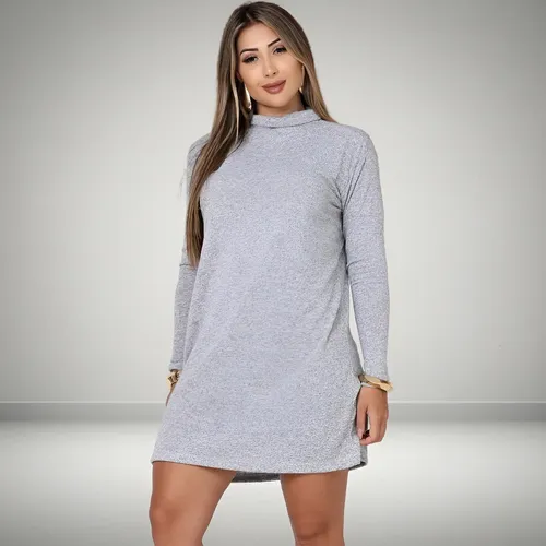 Vestido Lãzinha Gola Alta e Manga Longa: Conforto para o Inverno