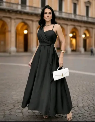 Vestido Longo Feminino Elegante Transpassado com Laços