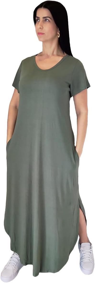 Vestido Longo Feminino Maxi com Bolsos em Viscolycra