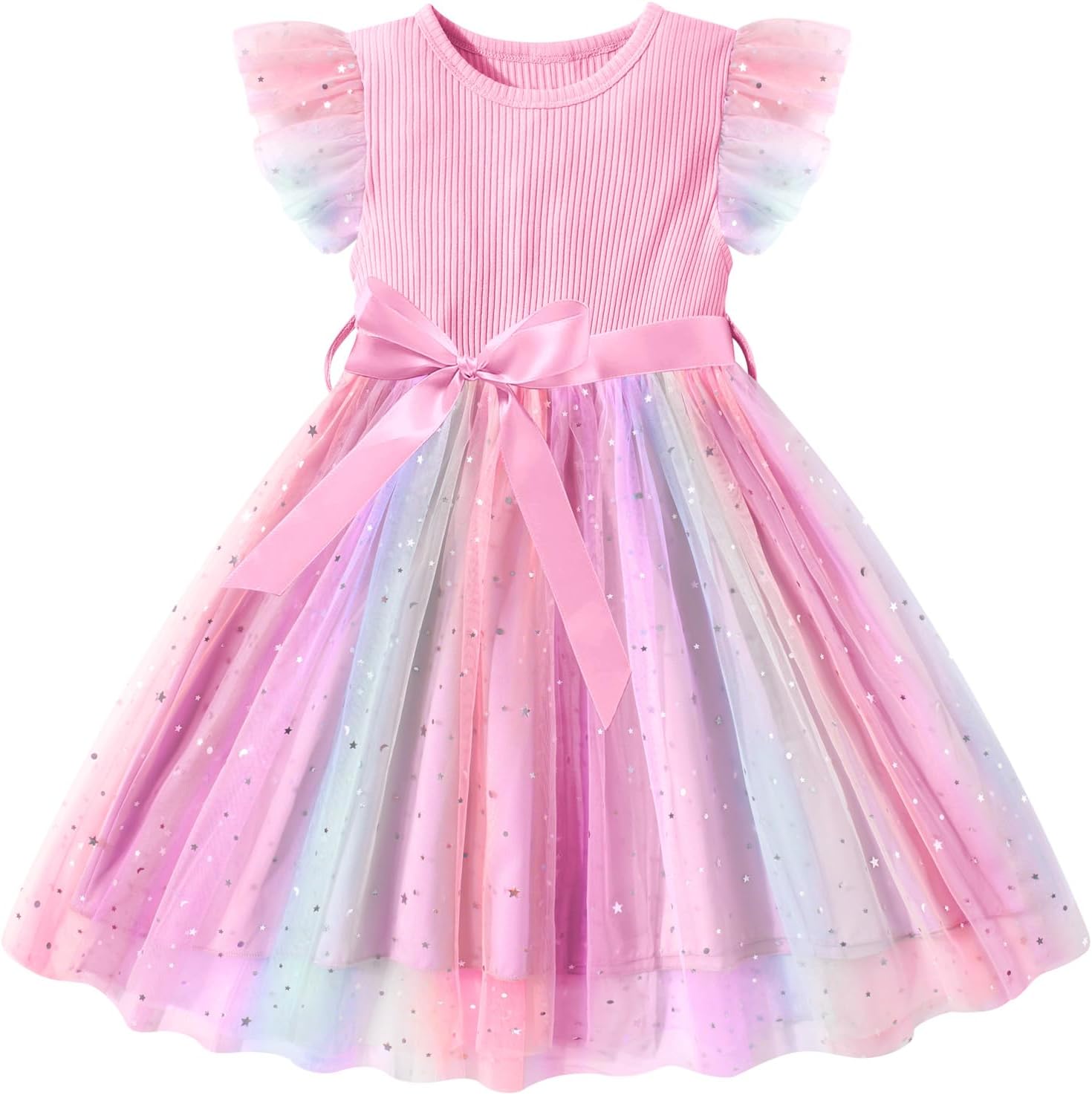 Vestido de Tule Infantil com Babados e Tutu para Meninas