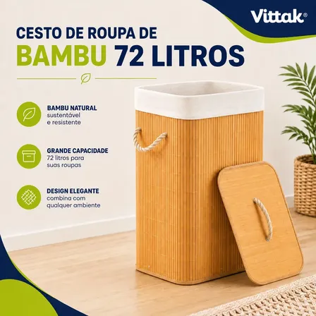 Vittak Cesto de Roupa em Bambu 72 Litros: Vale a Pena?