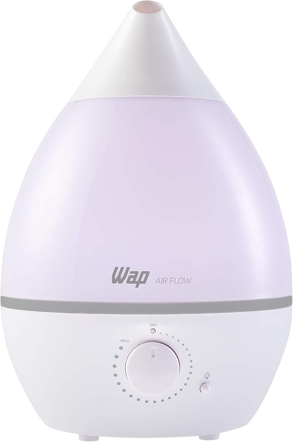 WAP Umidificador de Ar AIR FLOW 4 Litros com Difusor Umidificador de ar branco da marca WAP sobre uma mesa de madeira em ambiente doméstico iluminado