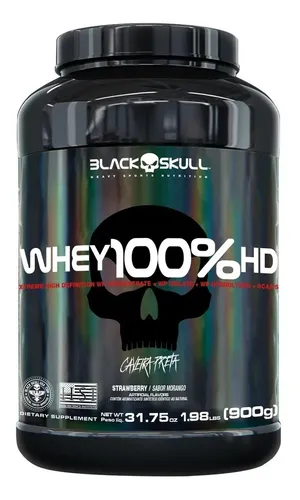 Whey 100% Hd Pote 900g - Black Skull Morango