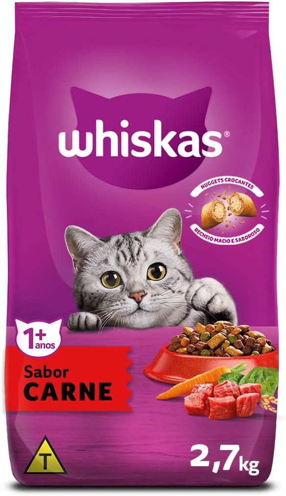 Ração Whiskas Carne para Gatos Adultos: Nutrição Completa em 2,7 kg