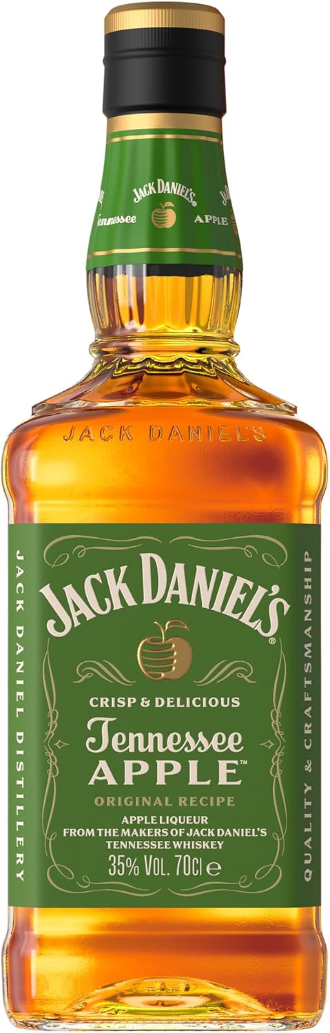 Jack Daniel's Apple Tennessee Whiskey 700ml Original Garrafa de Jack Daniel's Apple 700ml com rótulo verde em destaque sobre fundo neutro