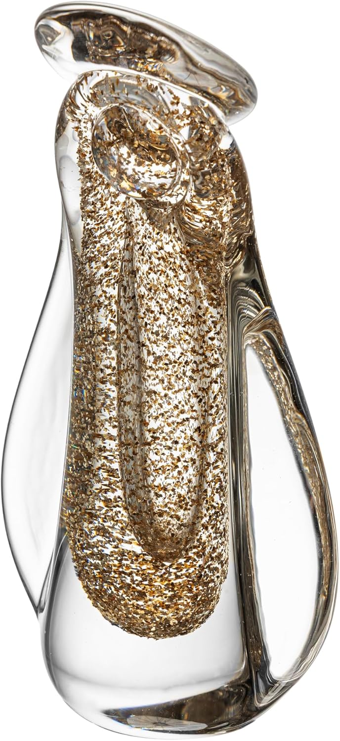 Figura Decorativa Nossa Senhora da Wolff: Elegância em Vidro e Dourado