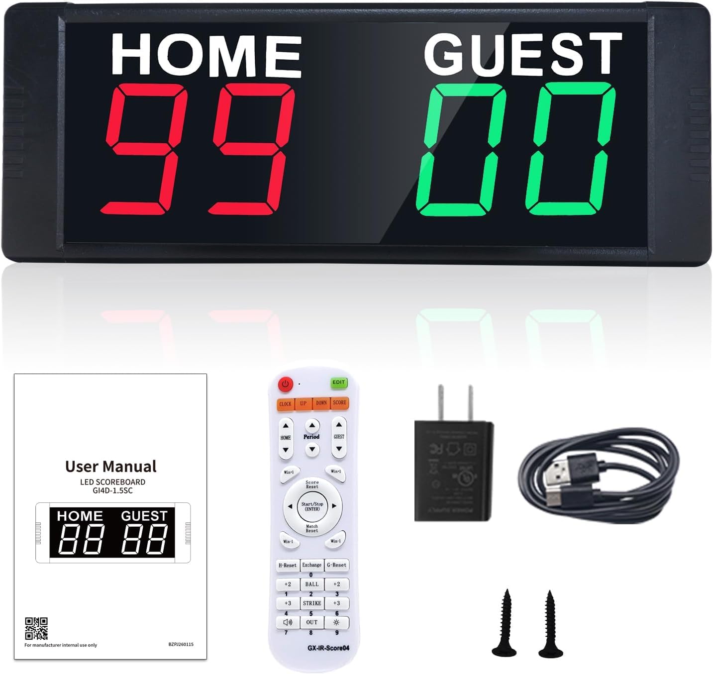 YZ Placar Digital Portátil com Controle Remoto e LED